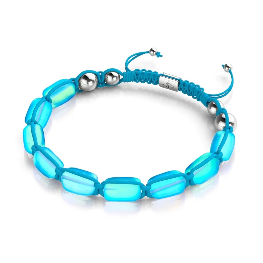 NOGU Aquamarine Silver Mermaid Glass Bracelet